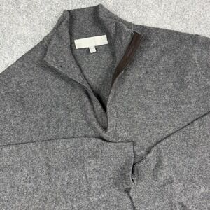 Neiman Marcus Cashmere Sweater Mens XL Gray 1/4 Zip Mock Neck Button